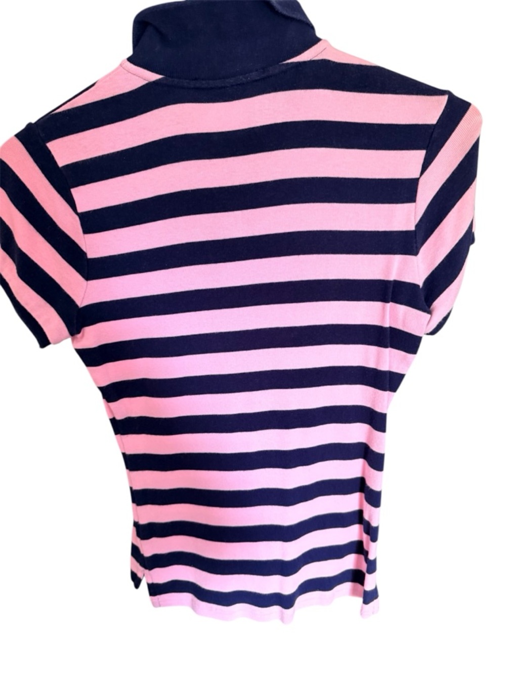 Ralph Lauren Navy & Pink Striped Polo Sz. M EUC - Picture 2 of 2
